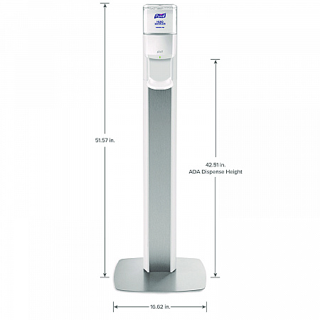 MESSENGER ES8 Silver Panel Floor Stand with Dispenser, 1,200 mL, 16.75 x 6 x 40, Silver/White (7308DSSLV)