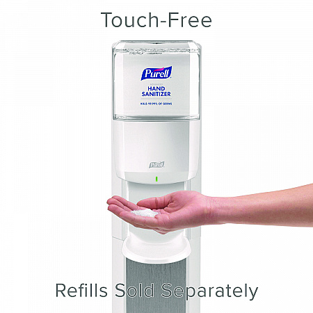 MESSENGER ES8 Silver Panel Floor Stand with Dispenser, 1,200 mL, 16.75 x 6 x 40, Silver/White (7308DSSLV)