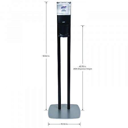 ES6 Hand Sanitizer Floor Stand with Dispenser, 1,200 mL, 13.5 x 5 x 28.5, Graphite/Silver (7216DS)