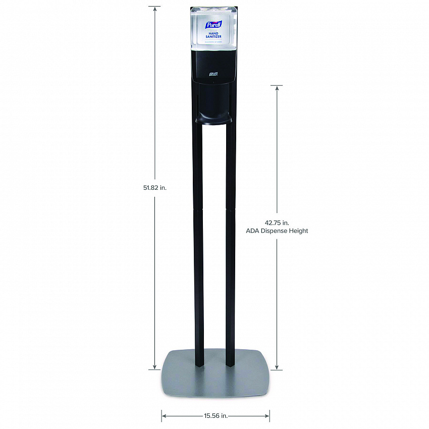 ES6 Hand Sanitizer Floor Stand with Dispenser, 1,200 mL, 13.5 x 5 x 28.5, Graphite/Silver (7216DS)