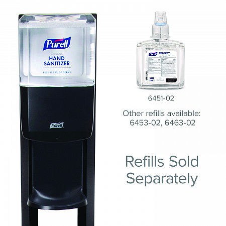 ES6 Hand Sanitizer Floor Stand with Dispenser, 1,200 mL, 13.5 x 5 x 28.5, Graphite/Silver (7216DS)