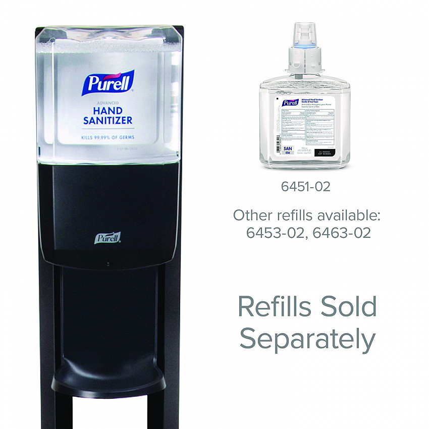 ES6 Hand Sanitizer Floor Stand with Dispenser, 1,200 mL, 13.5 x 5 x 28.5, Graphite/Silver (7216DS)
