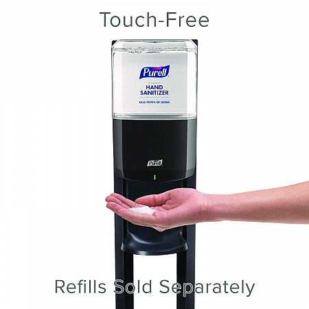 ES6 Hand Sanitizer Floor Stand with Dispenser, 1,200 mL, 13.5 x 5 x 28.5, Graphite/Silver (7216DS)