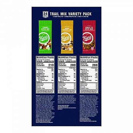 Trail Mix Variety Pack, Mango Pineapple/Sweet 'N Spicy/Yogurt Apple Nut, 24 Packets/Box (SN08361)