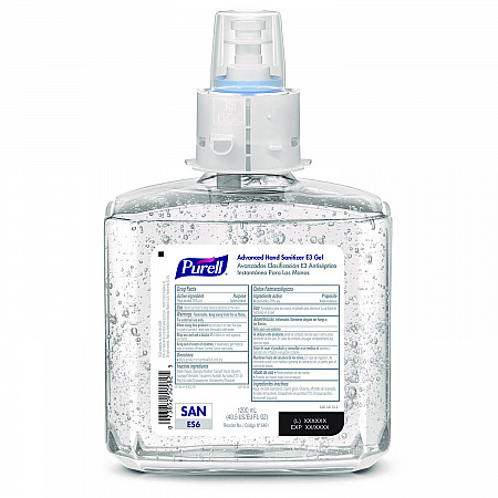 Food Processing Advanced Hand Sanitizer E3 Gel, 1,200 mL Bottle, Fragrance-Free, For ES6 Dispensers, 2/Carton (646102)
