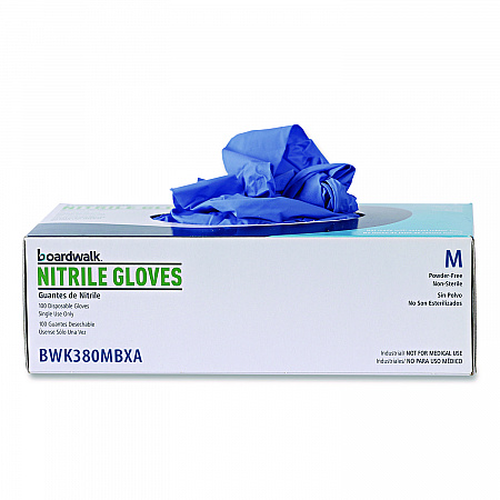 380 Series Disposable General-Purpose Nitrile Gloves, Powder-Free, Medium, 4 mil Thick, 9.5