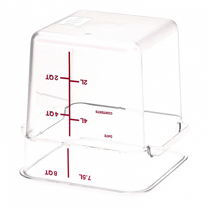 Squares Polycarbonate Food Storage Container, 8 qt, 8.75 x 8.75 x 9, Clear, Plastic (1195307)