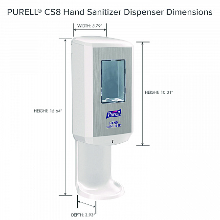 CS8 Hand Sanitizer Dispenser, 1,200 mL, 5.79 x 3.93 x 15.64, White (782001)