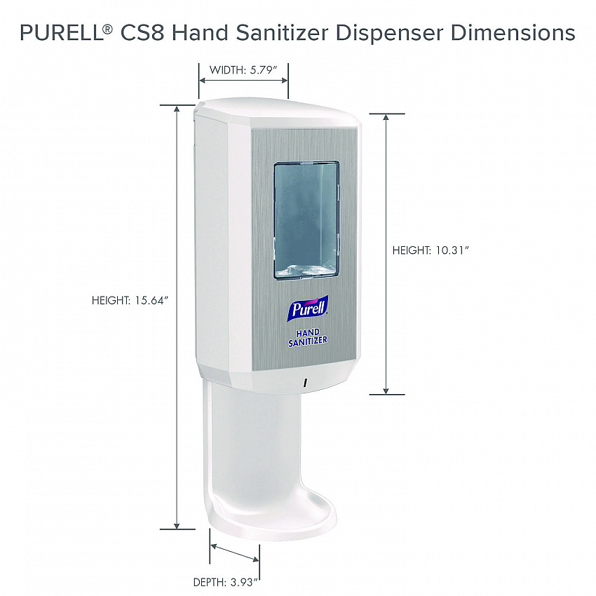 CS8 Hand Sanitizer Dispenser, 1,200 mL, 5.79 x 3.93 x 15.64, White (782001)