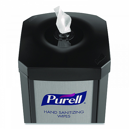 DS360 High Capacity Hand Sanitizing Wipes Station, 17 x 17.25 x 44.25, Black/Silver (911401SLVHSW)