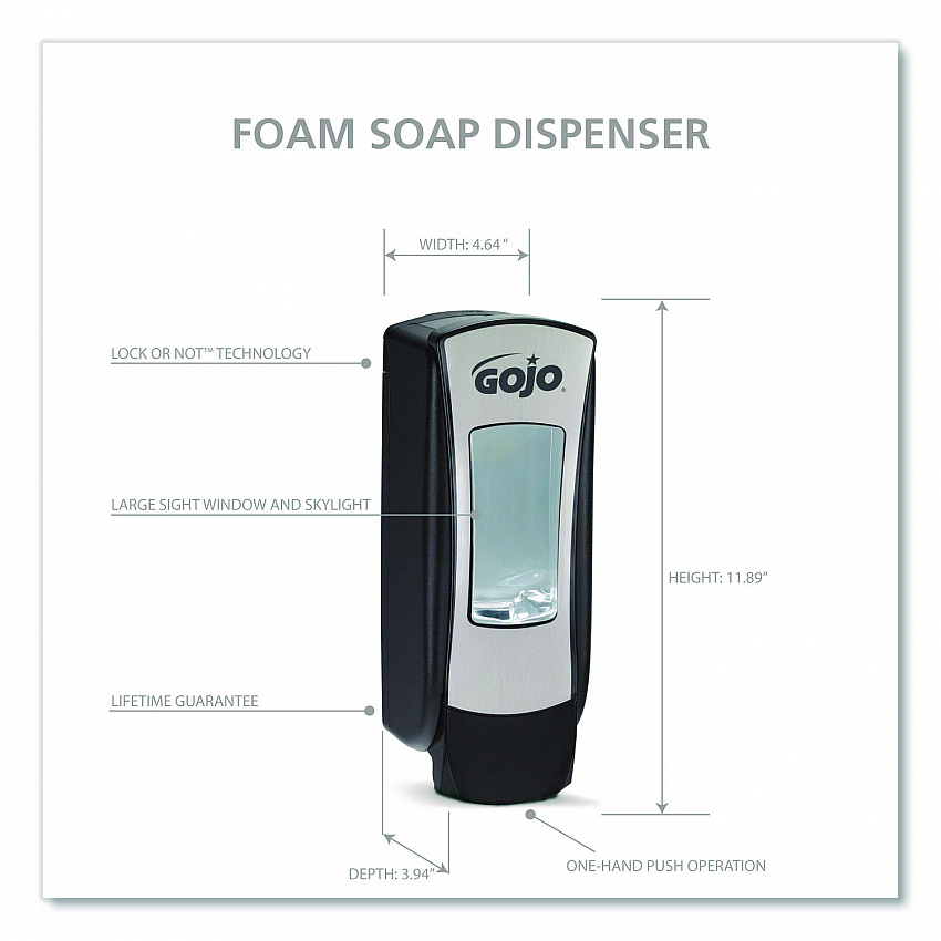 ADX-12 Dispenser, 1,250 mL, 4.64 x 3.94 x 11.89, Black/Gray, 6/Carton (888806CT)