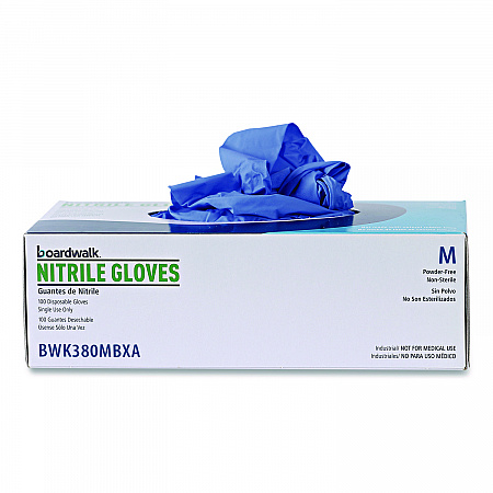 380 Series Disposable General-Purpose Nitrile Gloves, Powder-Free, Medium, 4 mil Thick, 9.5