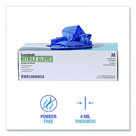 380 Series Disposable General-Purpose Nitrile Gloves, Powder-Free, Medium, 4 mil Thick, 9.5