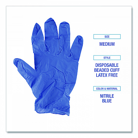 380 Series Disposable General-Purpose Nitrile Gloves, Powder-Free, Medium, 4 mil Thick, 9.5
