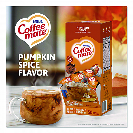 Liquid Coffee Creamer, Pumpkin Spice, 0.38 oz. Mini Cups, 50/Box (75520)