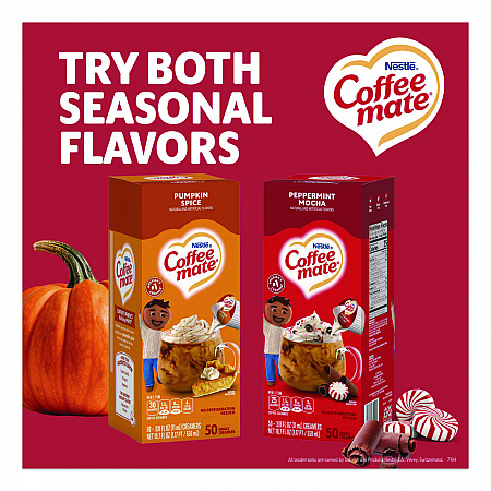 Liquid Coffee Creamer, Peppermint Mocha, 0.38 oz Mini Cups, 50/Box (76060)