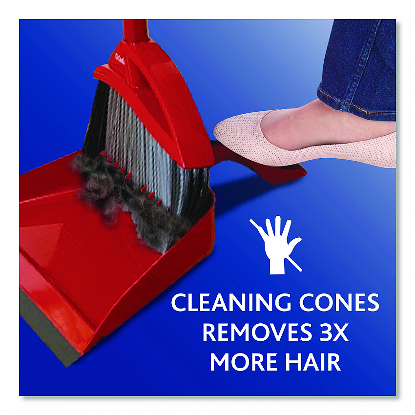PowerCorner Pet Pro Broom and Step-On Dust Pan, 56" Length, Red/Black/Gray (168020EA)