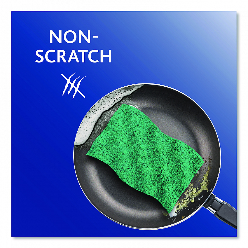 Scrunge Non-Scratch Scrub Sponge, 2.63 x 4.25, 1" Thick, Green/Blue, 2/Pack, 8 Packs/Carton (169431CT)