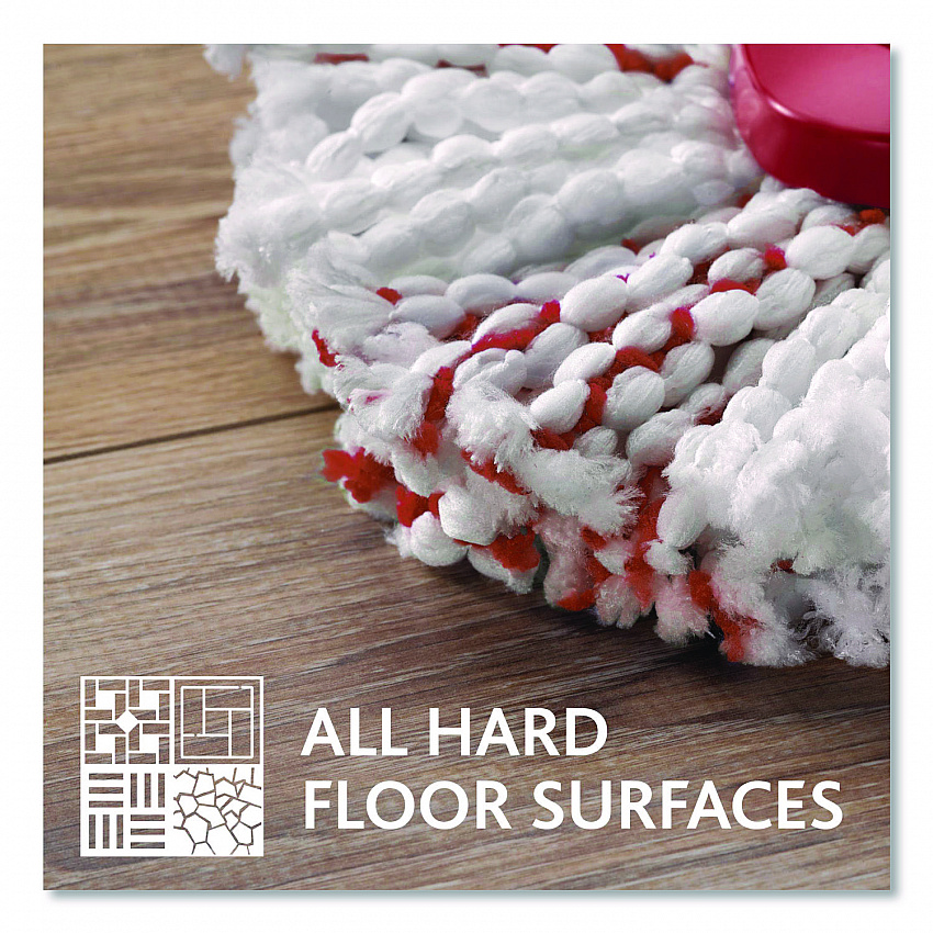 EZWring Deep Clean Refill, Patented Microfiber, Custom Size for EZ Wring Mop Systems, Red/White, 4/Carton (170500CT)