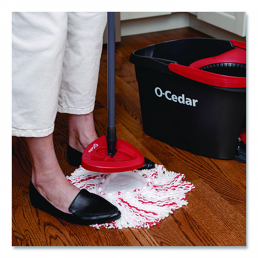 EZWring Deep Clean Refill, Patented Microfiber, Custom Size for EZ Wring Mop Systems, Red/White, 4/Carton (170500CT)