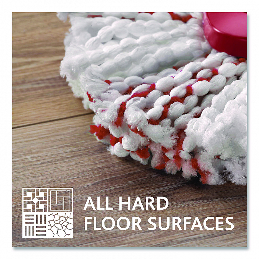 EZWring Deep Clean Refill, Microfiber, Custom size for EZ Wring Mop System, Red/White (170500EA)