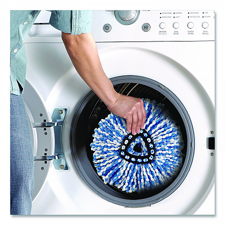 Rinse Clean Refill, Microfiber, Custom Size for Rinse Clean Mop System, Blue/White, 2/Pack, 6 Packs/Carton (172092CT)