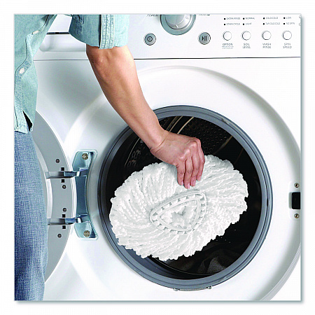 EZWring Spin Mop Refill, Microfiber, Custom Size for EZ Wring Mop Systems, White, 2/Pack (172385PK)
