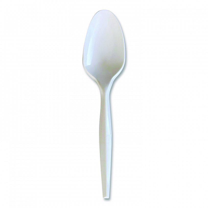 Mediumweight Wrapped Polypropylene Cutlery, Spoon, 5.31", Plastic, White, 1,000/Carton (SPOONMWPPIW)