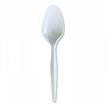 Heavyweight Wrapped Polystyrene Cutlery, Spoon, Plastic, White, 1,000/Carton (SPOONWHPS)