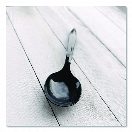 Heavyweight Polypropylene Cutlery, Soup Spoon, Plastic, Black, 1,000/Carton (SOUPBLHVY)