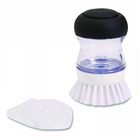Good Grips Soap Dispensing Palm Brush, White Nylon Bristles, 4