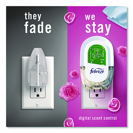 Air Freshener Warmer Starter Kit, Clear/White, with (2) Downy April Fresh Refills (4174)
