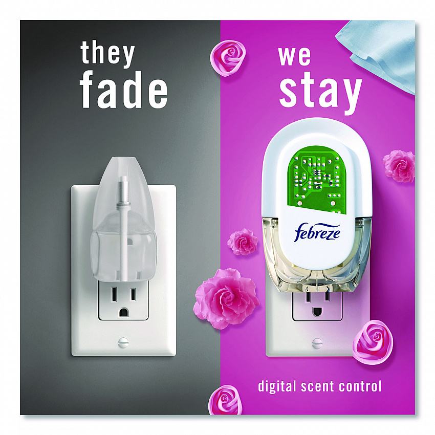 Air Freshener Warmer Starter Kit, Clear/White, with (2) Downy April Fresh Refills (4174)