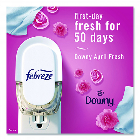 Air Freshener Warmer Starter Kit, Clear/White, with (2) Downy April Fresh Refills (4174)