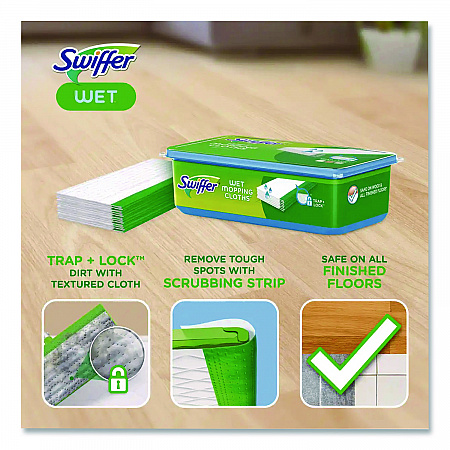 Wet Refill Cloths, 8 x 10, Fresh Scent, White, 24/Pack, 6 Packs/Carton (35155)