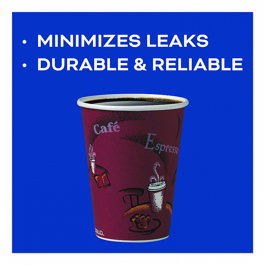 Paper Hot Drink Cups in Bistro Design, 12 oz, Maroon, 300/Carton (OF12BI0041)
