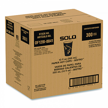 Paper Hot Drink Cups in Bistro Design, 12 oz, Maroon, 300/Carton (OF12BI0041)