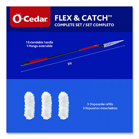 Flex and Catch Heavy-Duty Dusting Kit, 1 Duster Wand and 3 Refills, 6/Carton (172148CT)