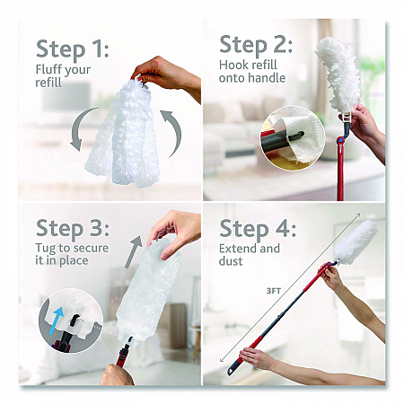 Flex and Catch Duster Heavy-Duty Refills, Polyester, White, 10/Pack, 4 Packs/Carton (172170CT)