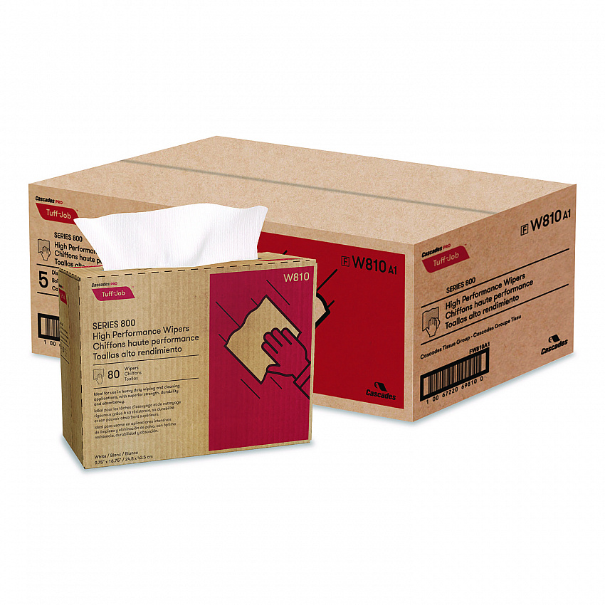 Tuff-Job Spunlace Towels, 1-Ply, 9.75 x 16.75, White, 80 Sheets/Box, 5 Boxes/Carton (W810)