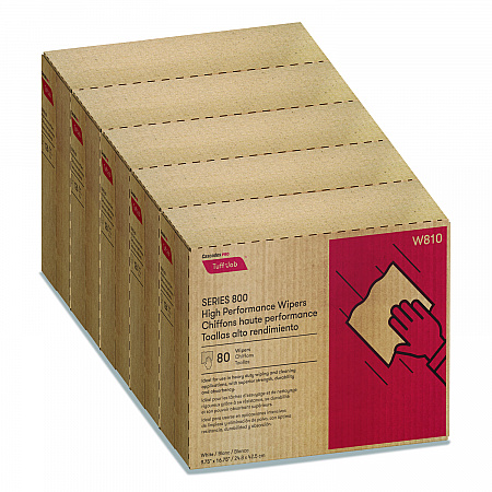 Tuff-Job Spunlace Towels, 1-Ply, 9.75 x 16.75, White, 80 Sheets/Box, 5 Boxes/Carton (W810)