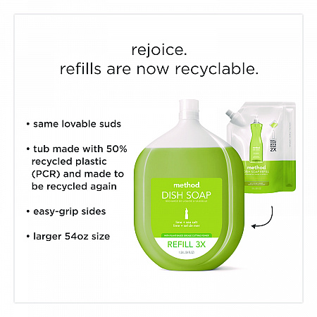 Dish Soap Refill, Lime and Sea Salt Scent, 54 oz Bottle (359411)