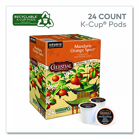 Mandarin Orange Spice Herb Tea, 0.13 oz K-Cups, 96/Carton (14735CT)