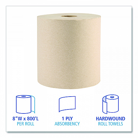 Boardwalk Green Xtra Roll Towels, 1-Ply, 8