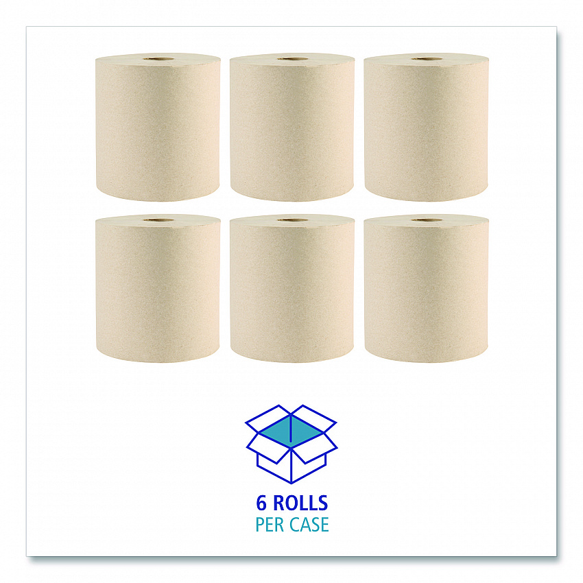 Boardwalk Green Xtra Roll Towels, 1-Ply, 8" x 800 ft, Natural, 6 Rolls/Carton, 55 Cartons/Pallet (32GREENPLT)