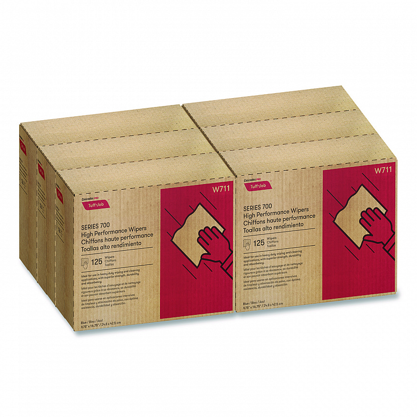 Tuff-Job S700 High Performance Wipers, Blue, 9.75 x 16.75, 125/Box, 6 Boxes/Carton (W711)