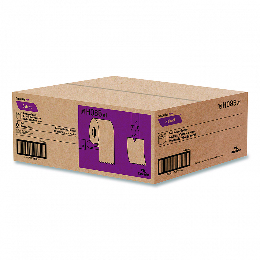 Select Roll Paper Towels, 1-Ply, 7.9" x 800 ft, Natural, 6/Carton (H085)
