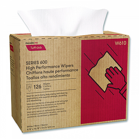 Tuff-Job S600 High Performance Wipers, 9 3/4 x 16 3/4, 126/Box, 10 Box/Carton (W610)
