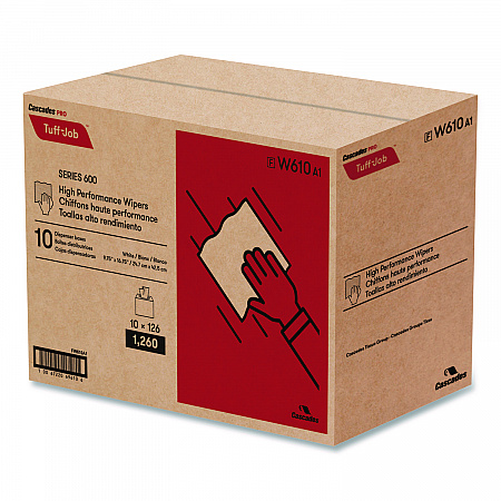 Tuff-Job S600 High Performance Wipers, 9 3/4 x 16 3/4, 126/Box, 10 Box/Carton (W610)