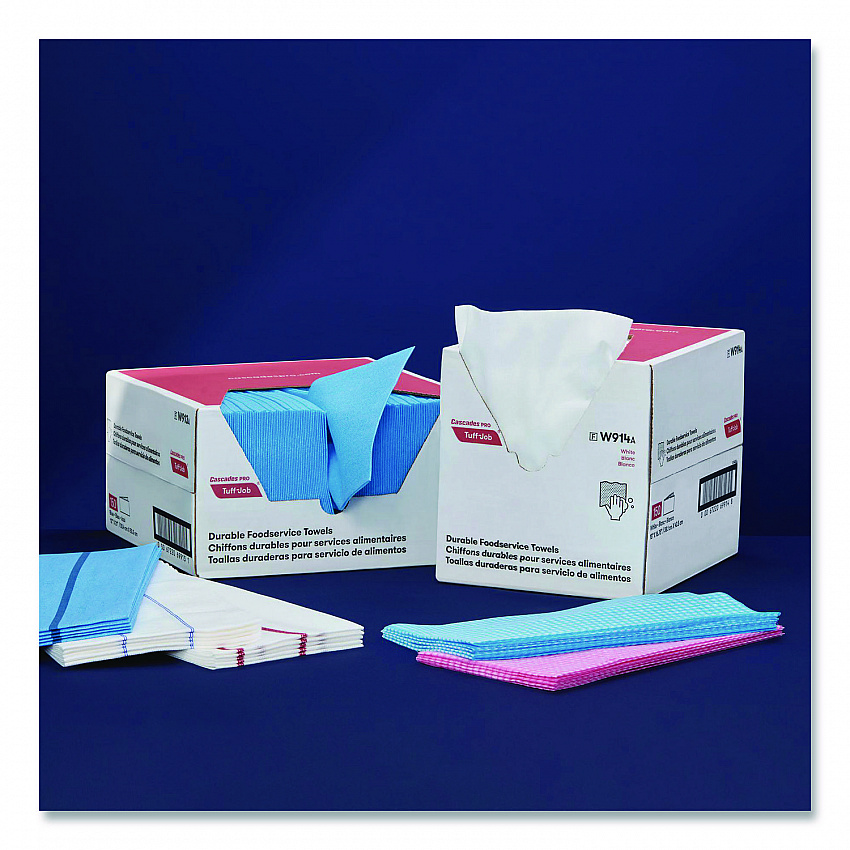 Tuff-Job Foodservice Towels, 12 x 24, Blue/White, 200/Carton (W902)
